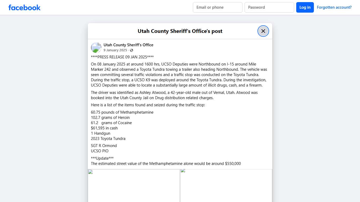 ****PRESS RELEASE 09 JAN... - Utah County Sheriff's Office Facebook